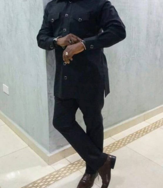 Luxurious African Menswear (Tropical) - Custom Made Senators -NAVY BLUE FABRIC