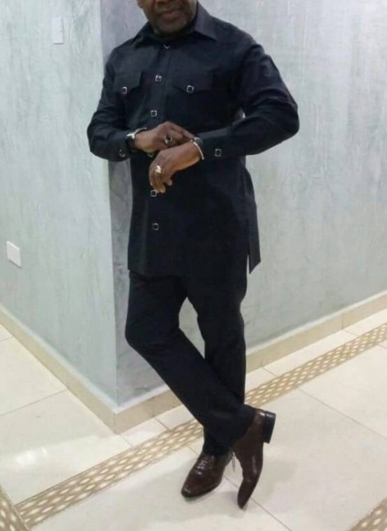 Luxurious African Menswear (Tropical) - Custom Made Senators -NAVY BLUE FABRIC