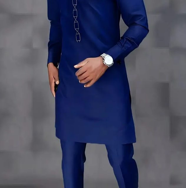 Luxurious Male Attires (CAFTANS) – Custom Made -DEEP / NAVY BLUE FABRIC