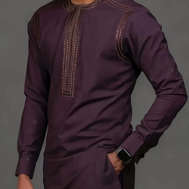 Shop Luxurious African Menswear (CAFTANS) – Custom Made -DEEP / BROWN / BLACK FABRIC
